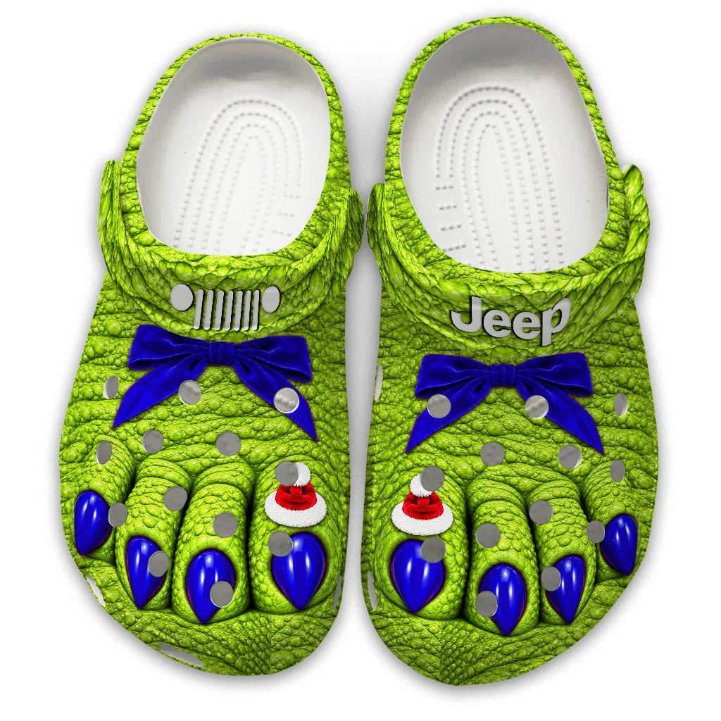 Jeep Christmas Green Monster Feet Clogs - royal-blue