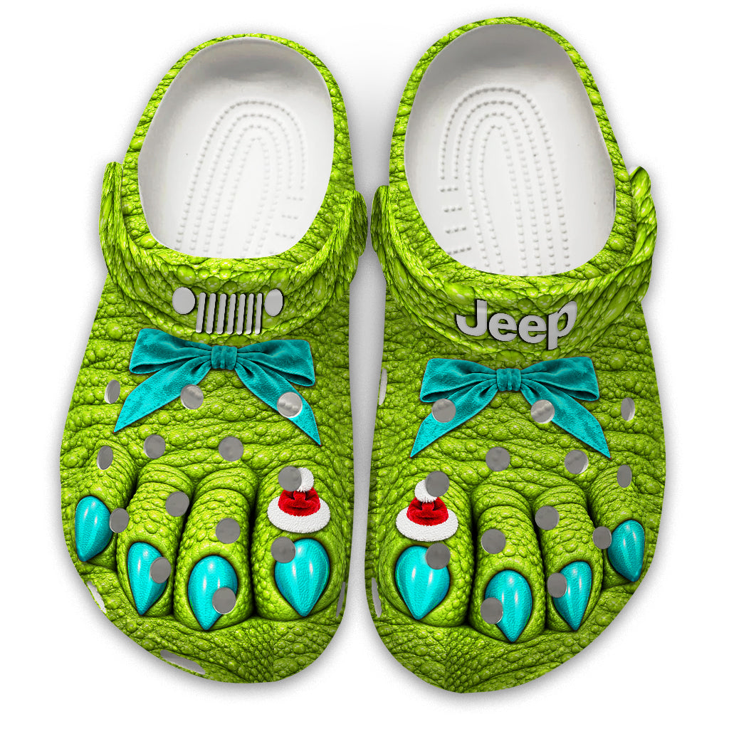 Jeep Christmas Green Monster Feet Clogs - turquoise-blue