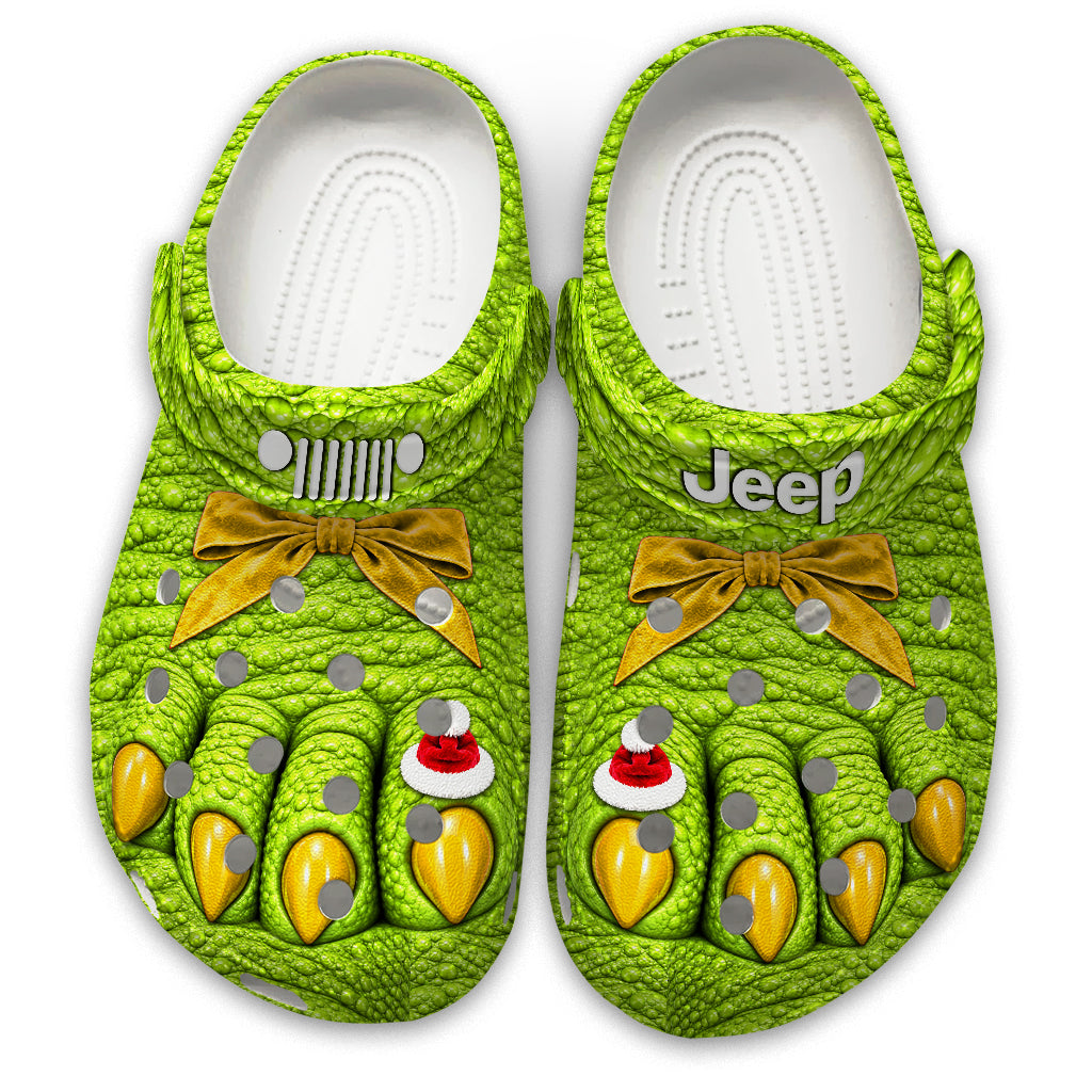 Jeep Christmas Green Monster Feet Clogs - yellow