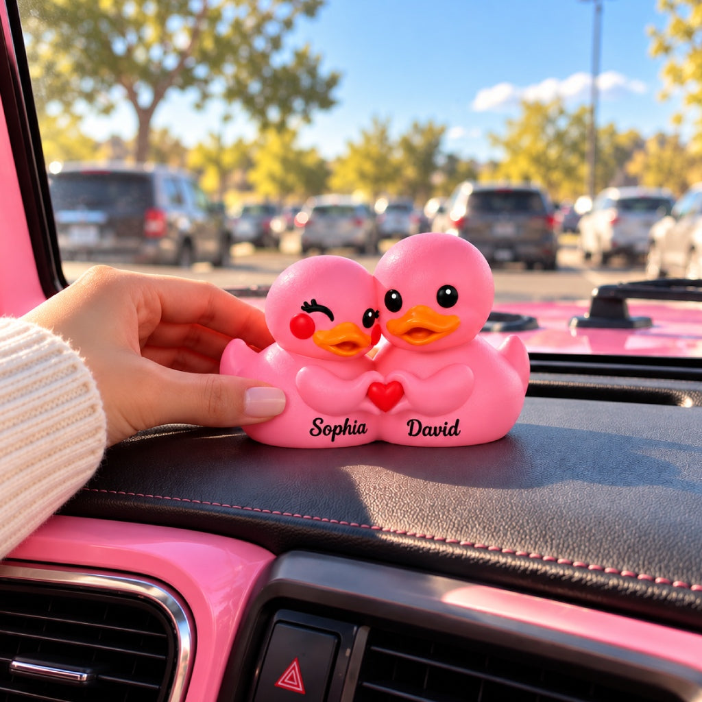 Personalized 3D Printed Couple Duck Figurine - Pink dashboard mockup