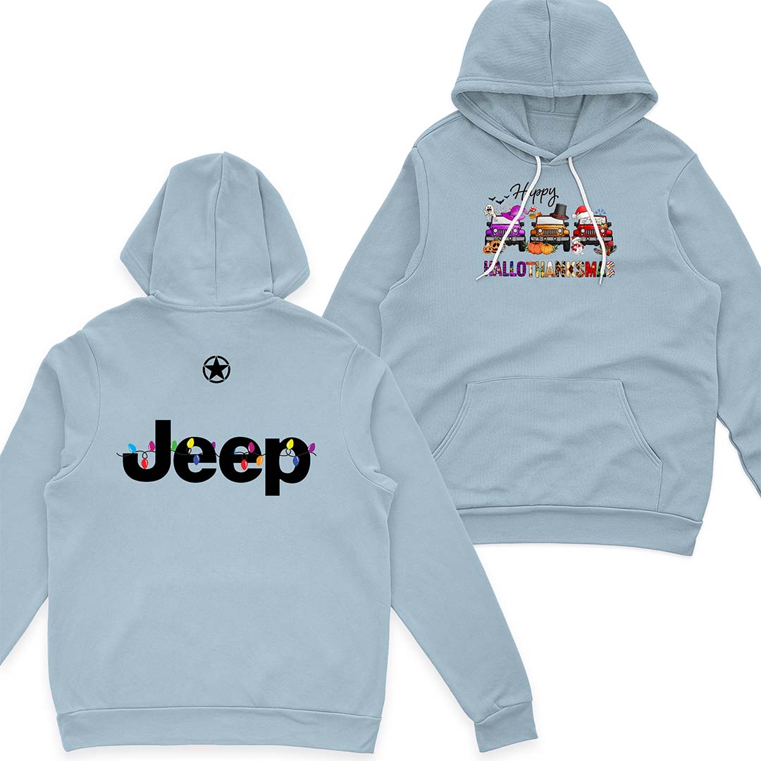 Happy Hallothanksmas Jeeps T-Shirt Hoodie Halloween Thanksgiving Christmas Supler Store