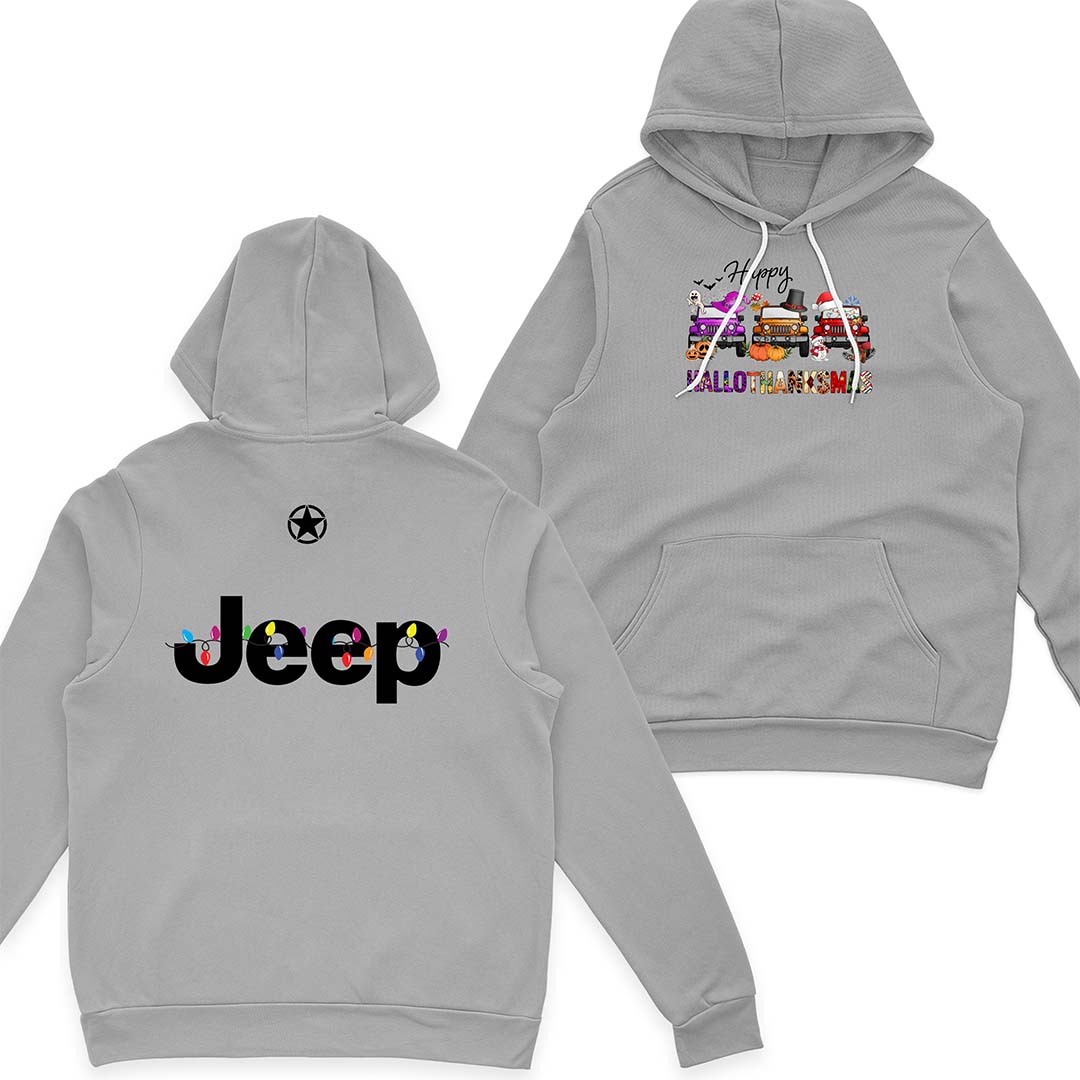 Happy Hallothanksmas Jeeps T-Shirt Hoodie Halloween Thanksgiving Christmas Supler Store