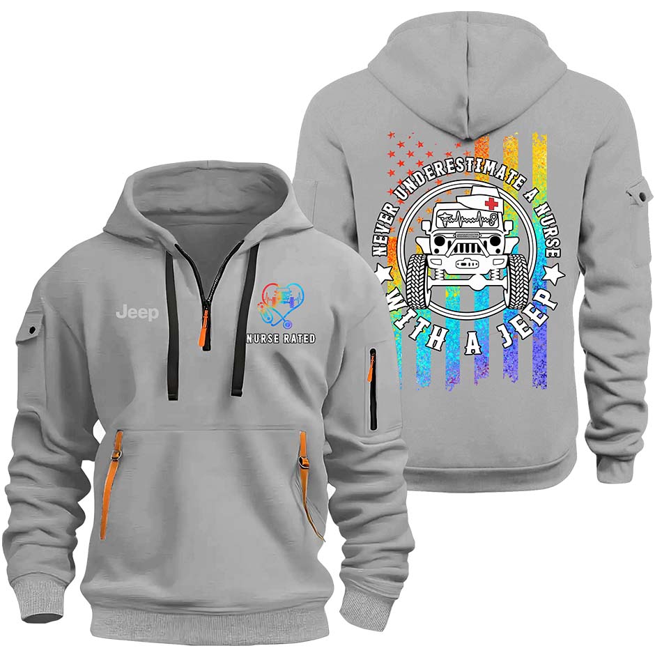 Never Underestimate A Nurse With A Jeep Quarter Zip Hoodie Supler Store