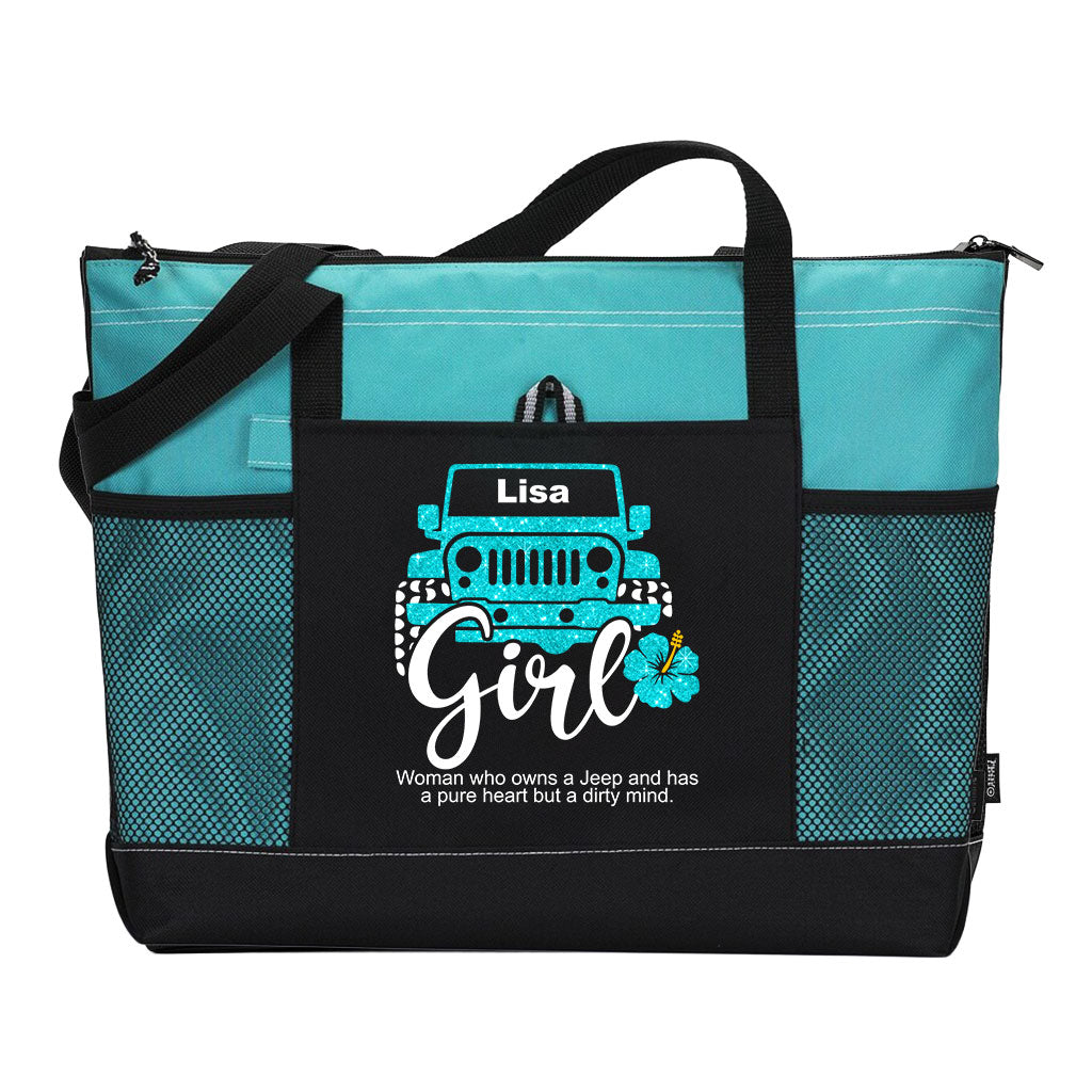 Personalized Jeep Girl Pure Heart Dirty Mind Tote Bag Supler Store