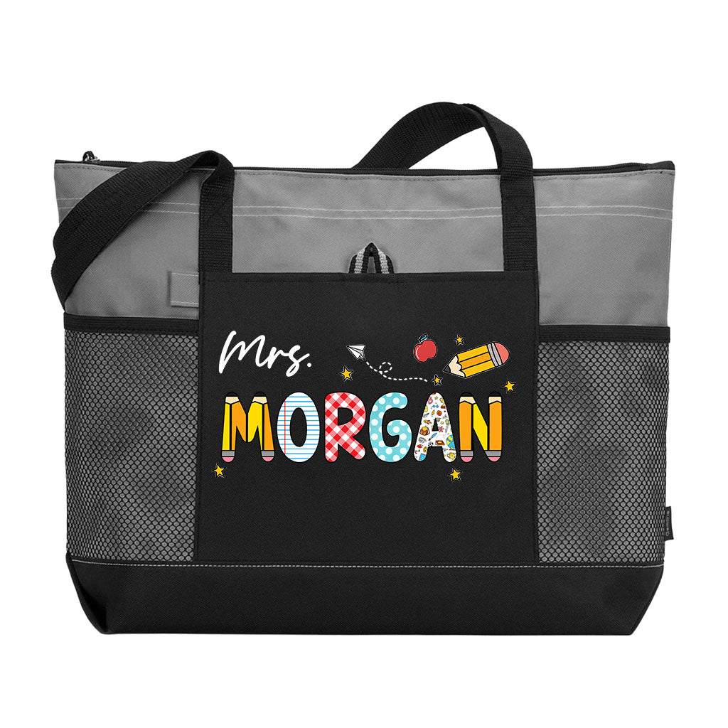 Personalized Teacher Pencil Zipper Tote Bag Supler Store