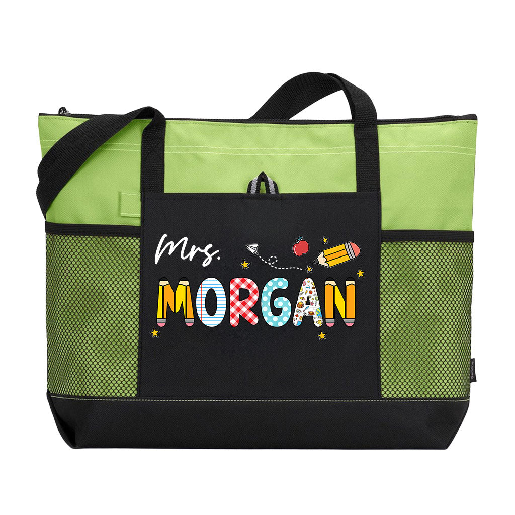 Personalized Teacher Pencil Zipper Tote Bag Supler Store