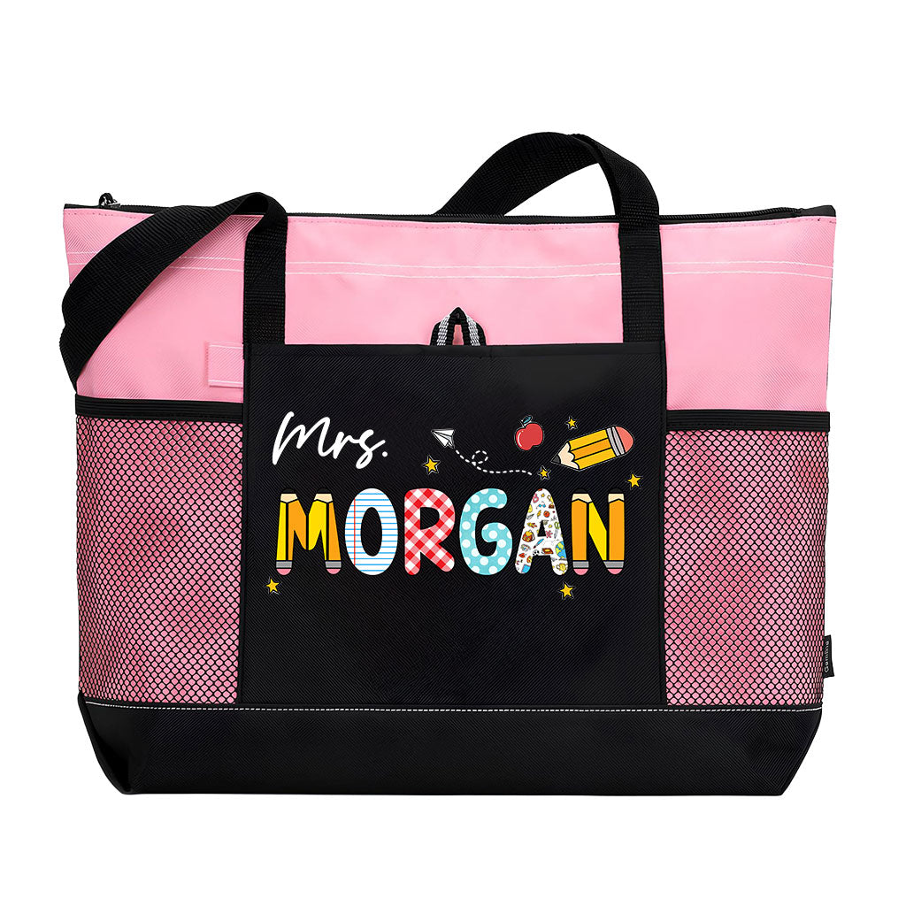 Personalized Teacher Pencil Zipper Tote Bag Supler Store