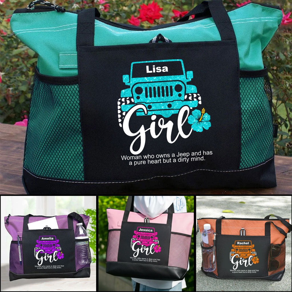 Personalized Jeep Girl Pure Heart Dirty Mind Tote Bag Supler Store
