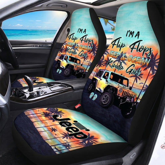 I'm A Flip Flops Jeep & Ocean Car Seat Covers Set Of 2