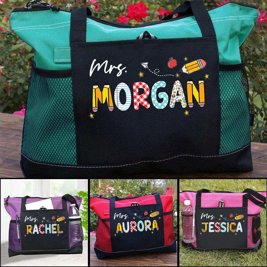 Personalized Teacher Pencil Zipper Tote Bag Supler Store