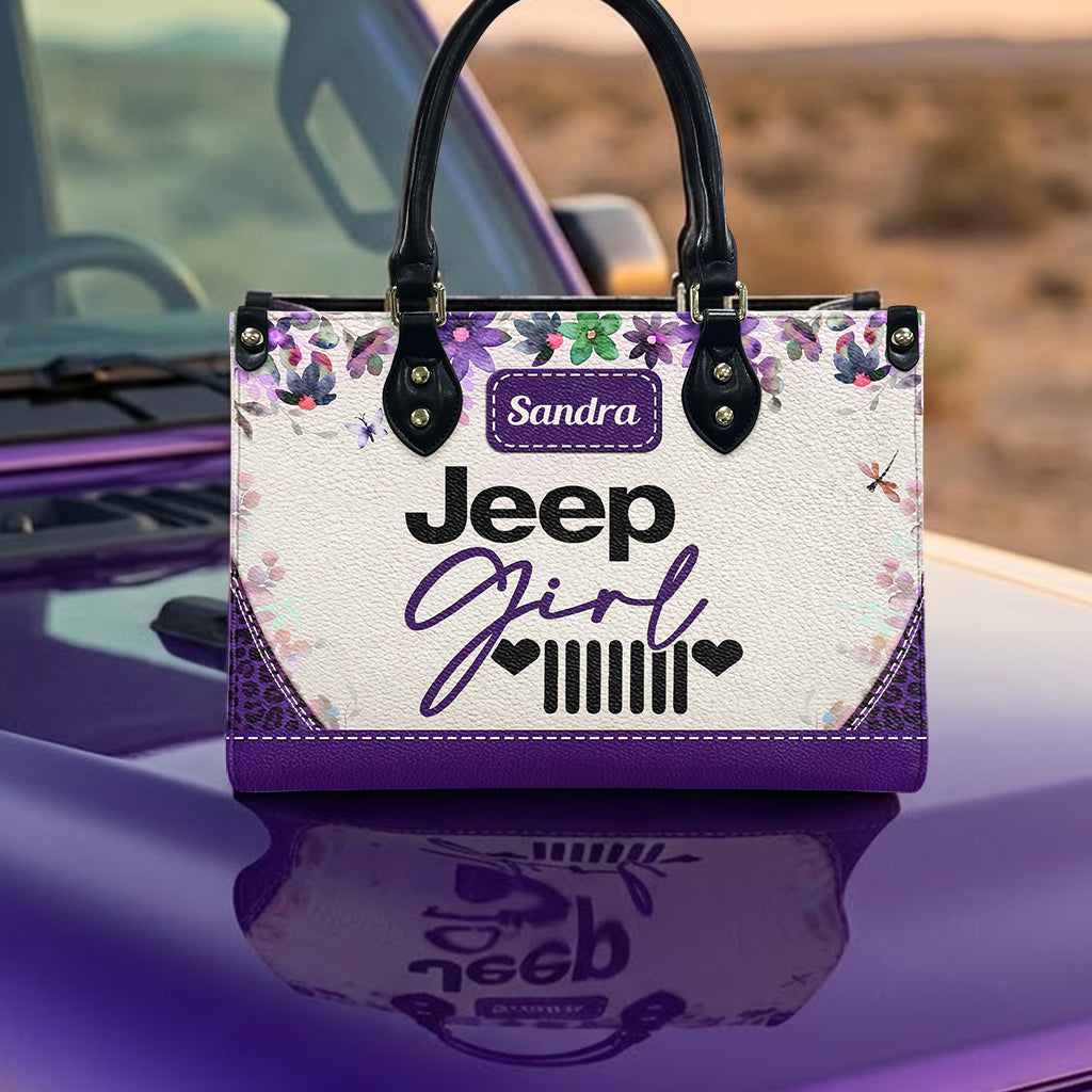 Personalized Jeep Girl Heart Grille Leather Handbag