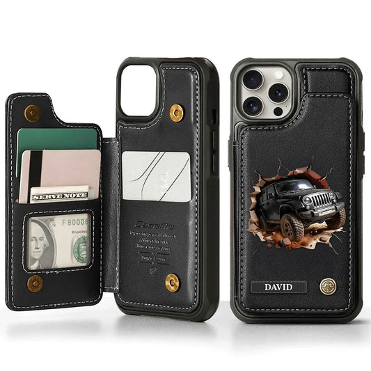 Jeep Offroad Breakthrough Personalized Leather Wallet Phone Case