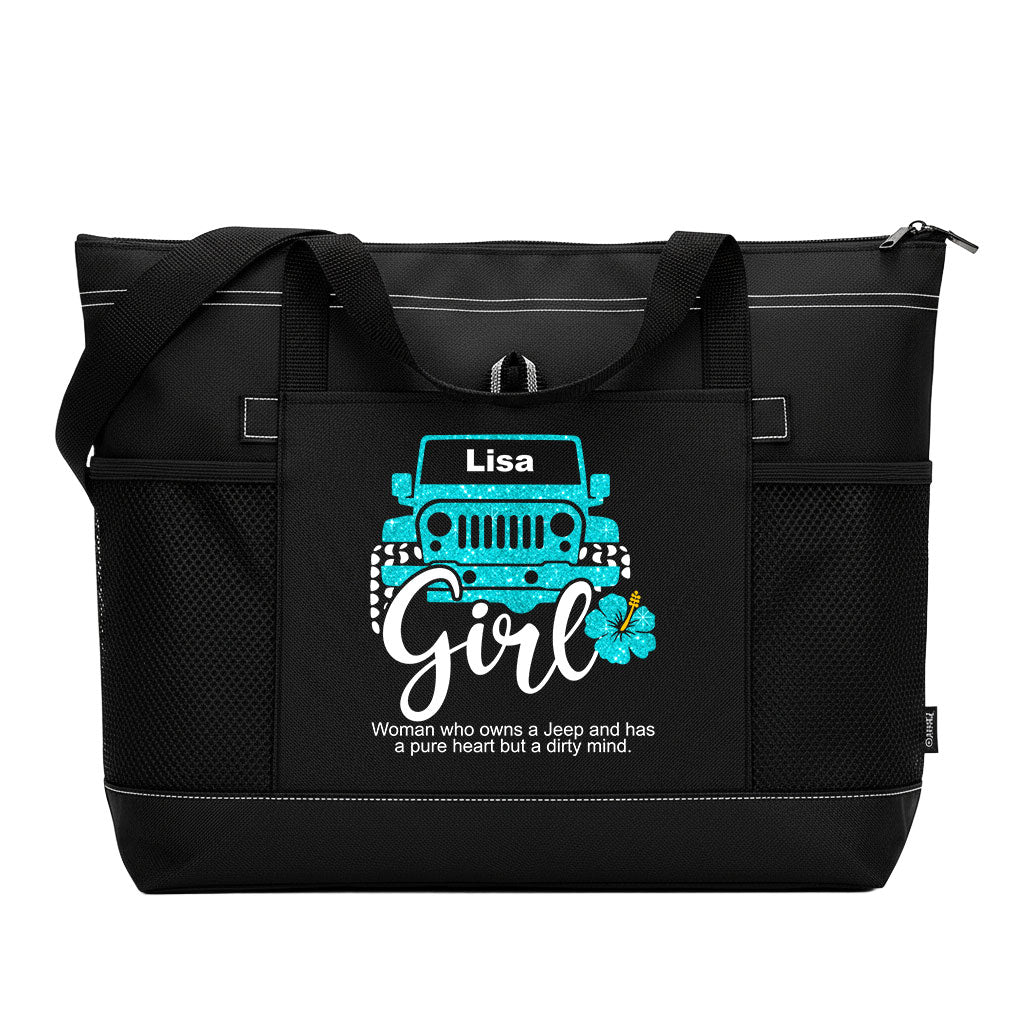 Personalized Jeep Girl Pure Heart Dirty Mind Tote Bag Supler Store
