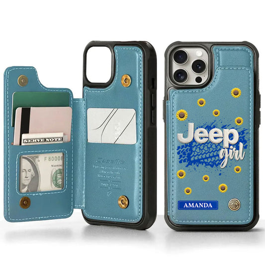 Jeep Girl Phone Case Sunflower Personalized Leather Wallet Phone Case