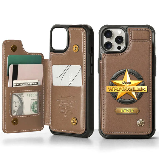 Jeep Wrangler Star Phone Case - Personalized Leather Wallet Phone Case