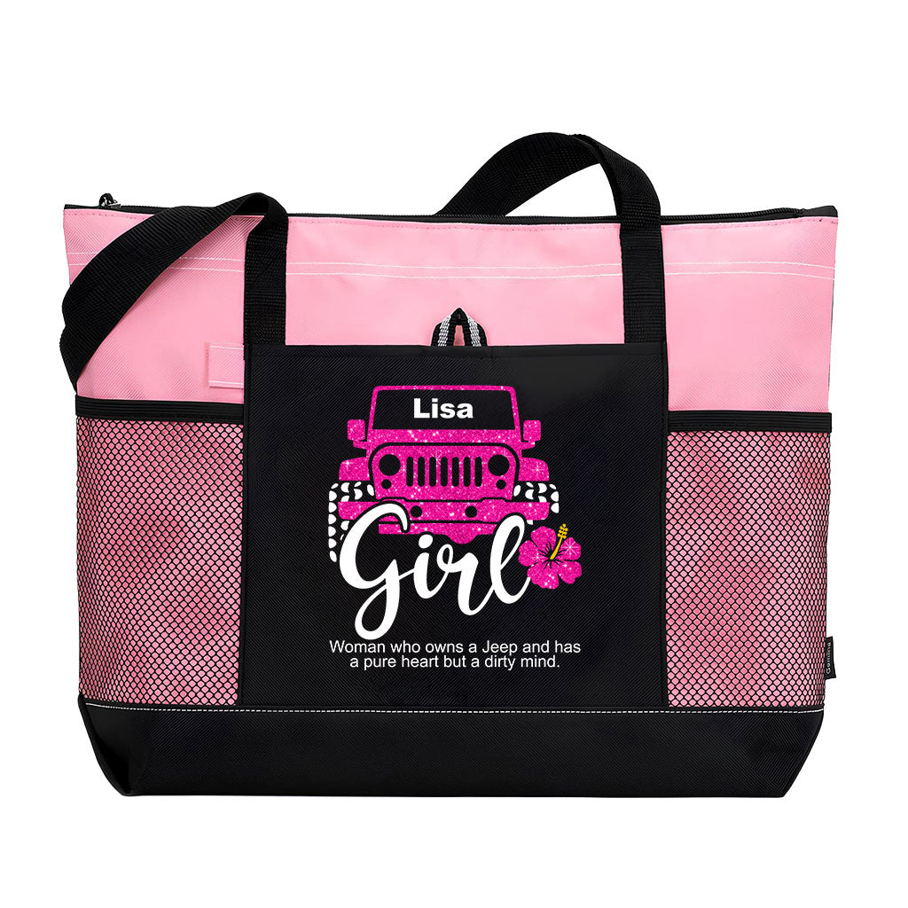 Personalized Jeep Girl Pure Heart Dirty Mind Tote Bag Supler Store