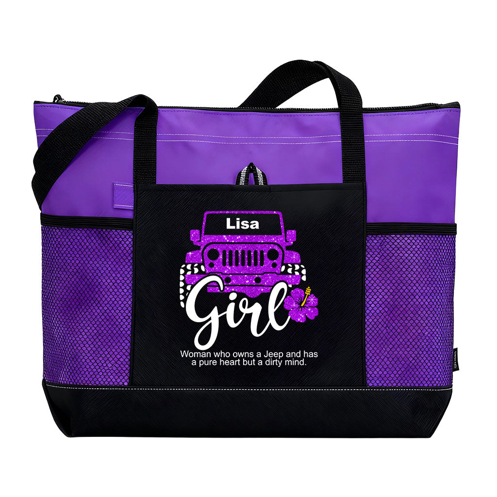 Personalized Jeep Girl Pure Heart Dirty Mind Tote Bag Supler Store