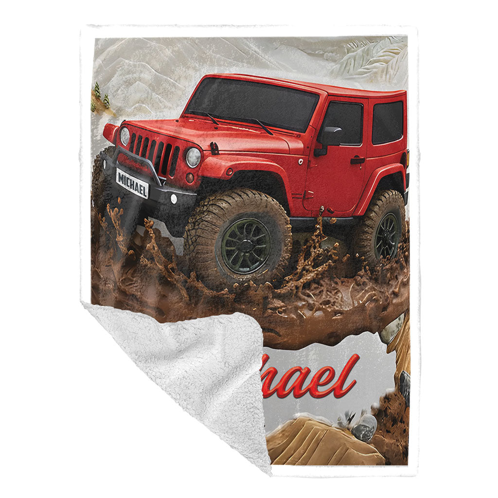 Personalized Jeep Offroad Muddy Life Sherpa Blanket