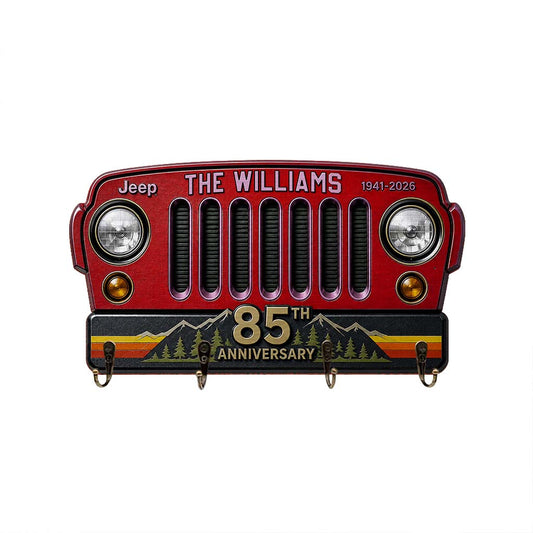 Jeep Grille 85th Anniversary Personalized Wooden Key Holder