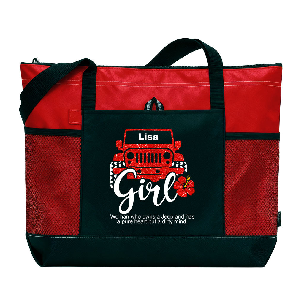 Personalized Jeep Girl Pure Heart Dirty Mind Tote Bag Supler Store