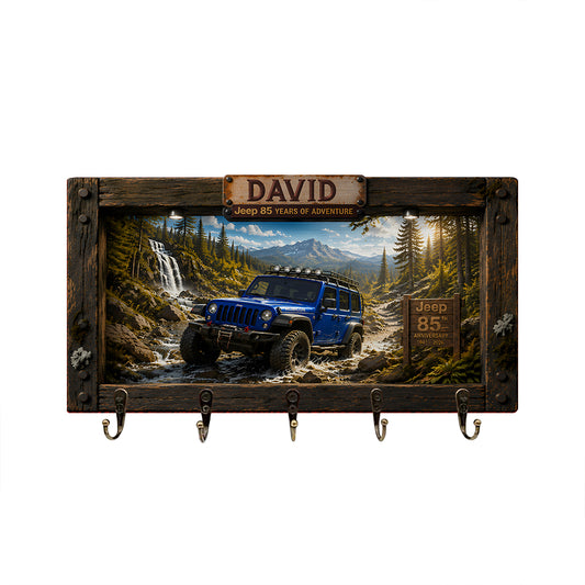 Jeep 85 Years Of Adventure Personalized Wooden Key Holder