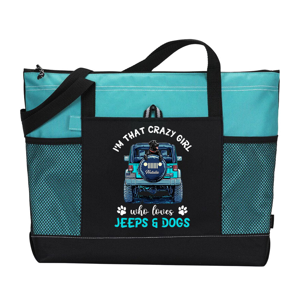 Personalized Jeeps And Dogs Girl Tote Bag Supler Store