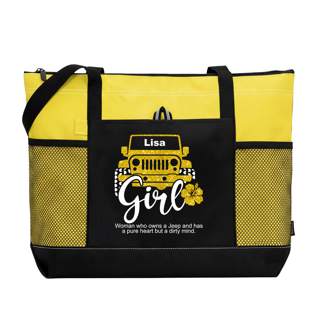 Personalized Jeep Girl Pure Heart Dirty Mind Tote Bag Supler Store
