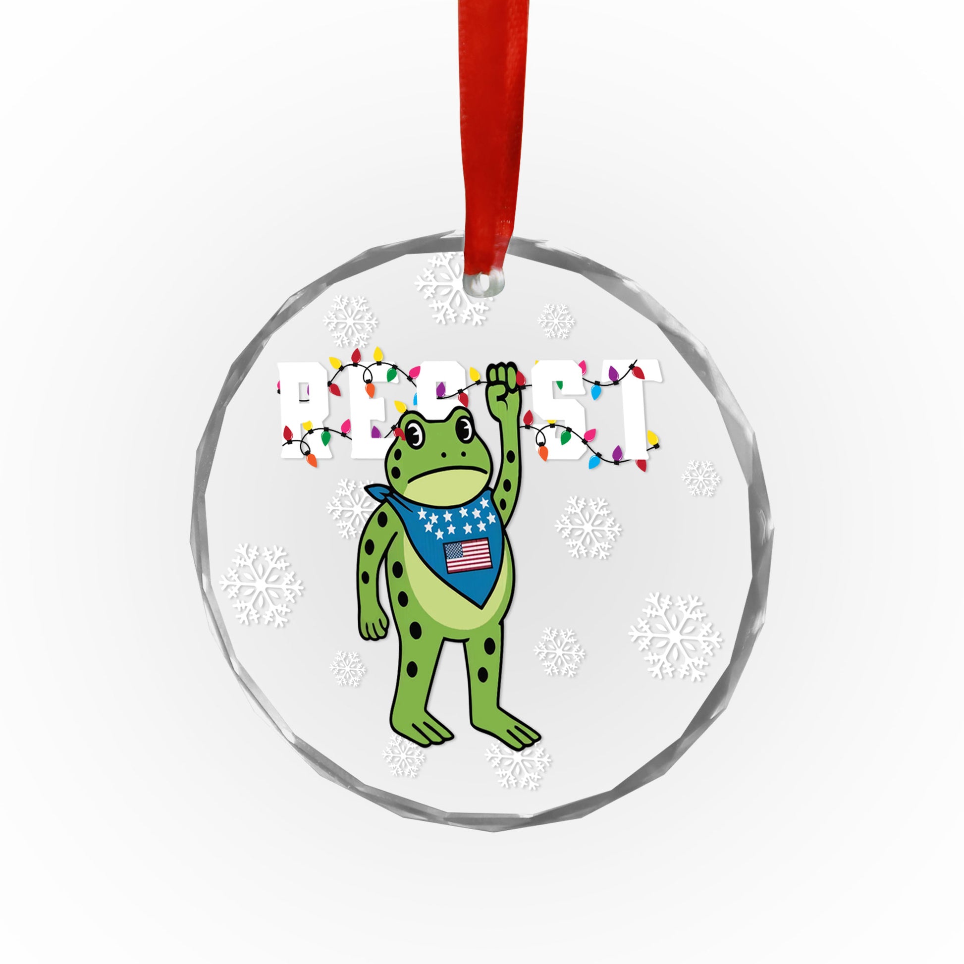 Portland Frog Protester Christmas Glass Ornament Supler Store