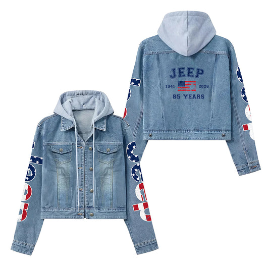 Jeep 85 Years 1941 2026 US Flag Women's Denim Jacket