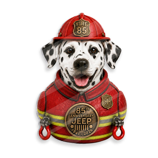 Jeep 85th Anniversary Firefighter Dog Duck Acrylic Magnet