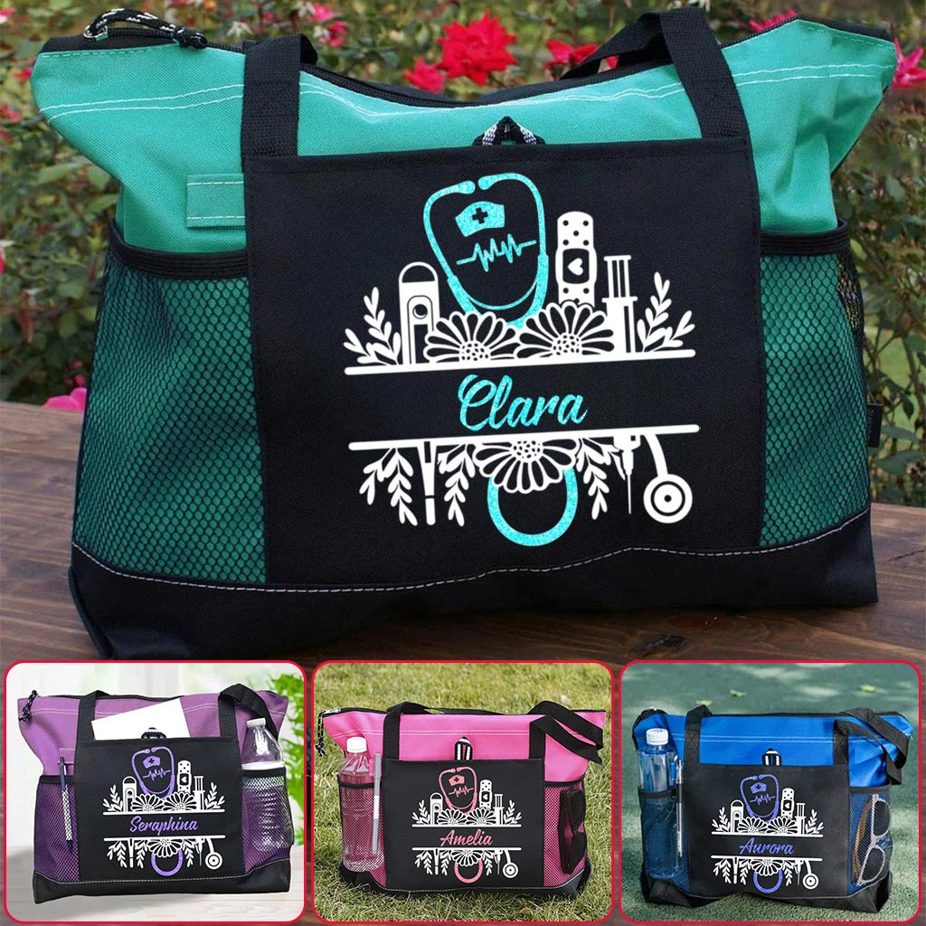 Personalized Nurse Floral Tote Bag Supler Store
