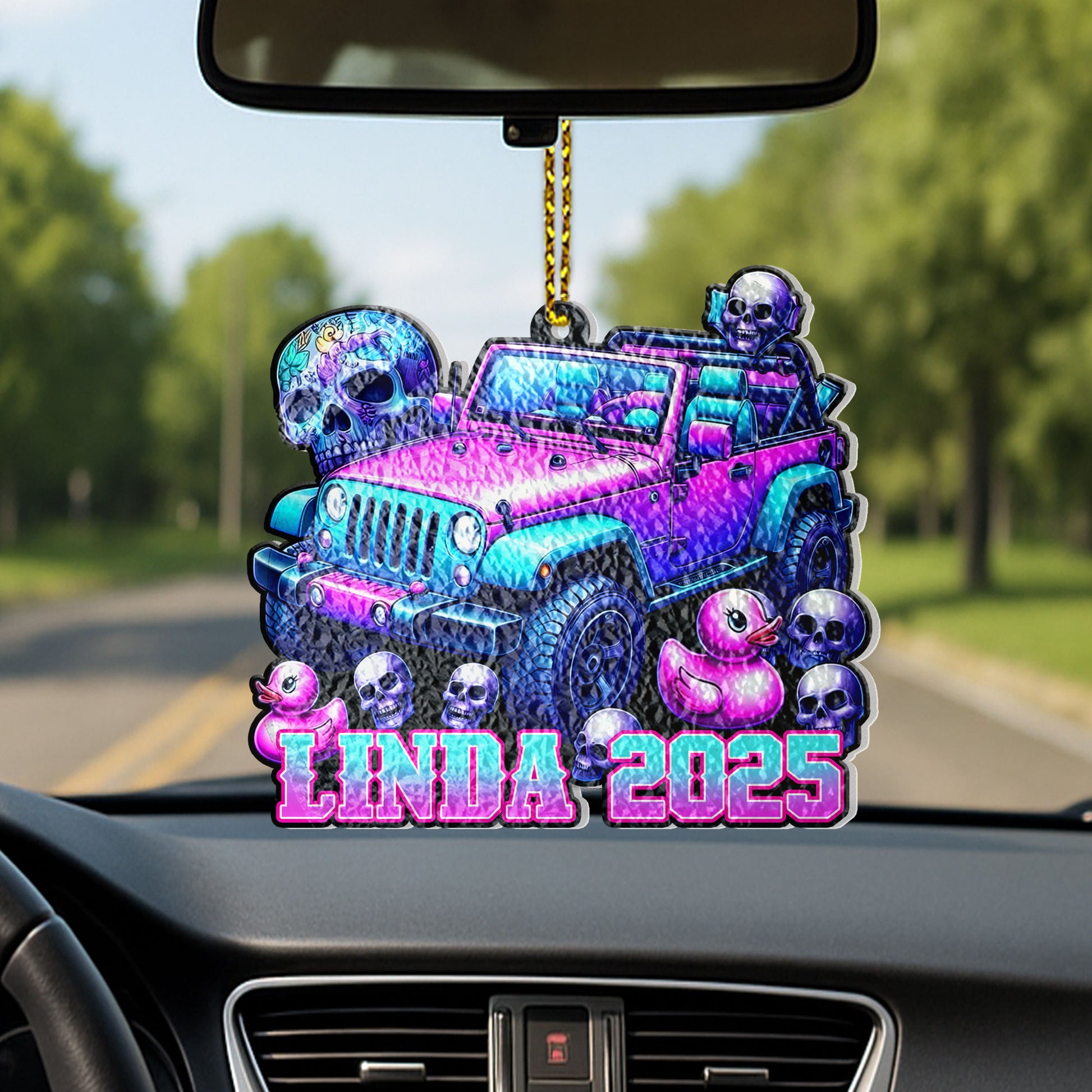 Personalized Jeep Skull Ducks Wavy Acrylic Ornament Supler Store