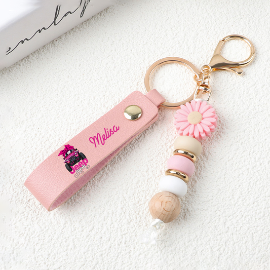Jeep Girl Personalized Daisy Beaded Keychain