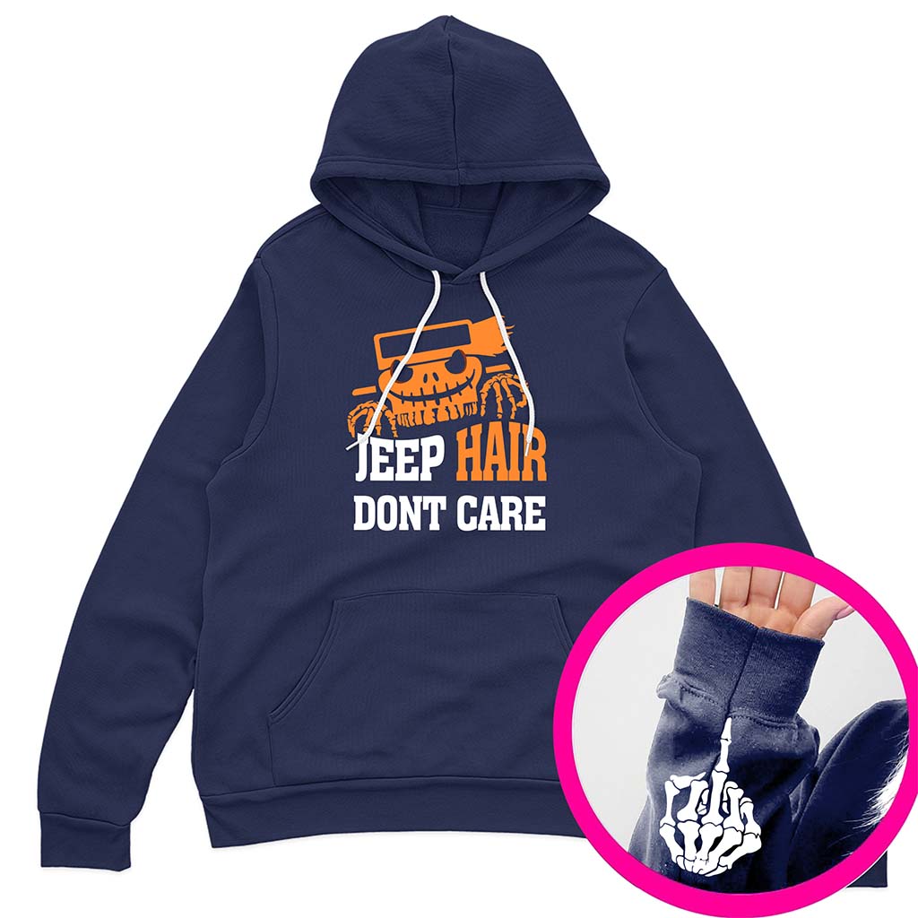 Jeep Hair Don't Care Halloween Funny Skeleton Hand Hoodie
