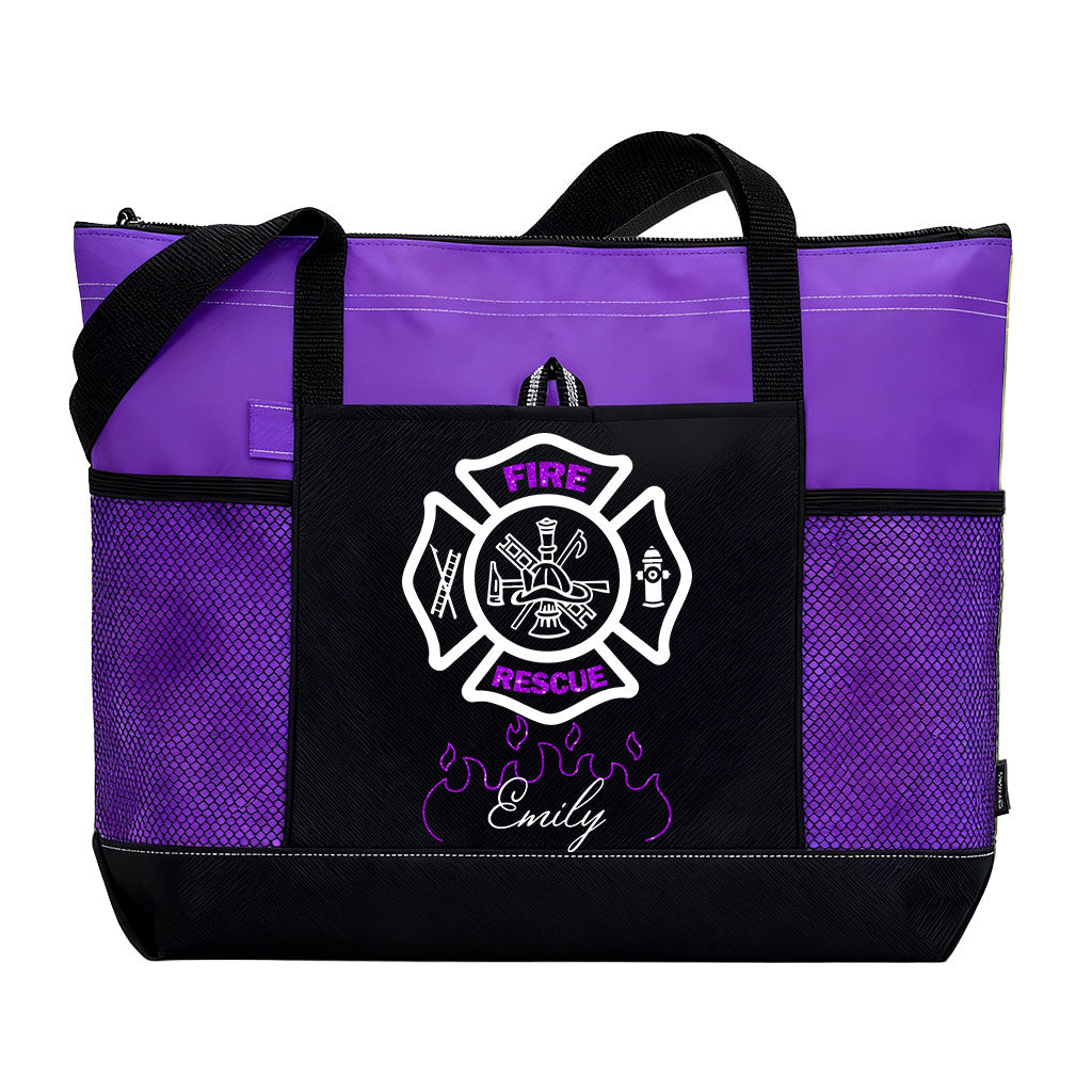 Personalized Fire Rescue Firefighter Girl Tote Bag Supler Store