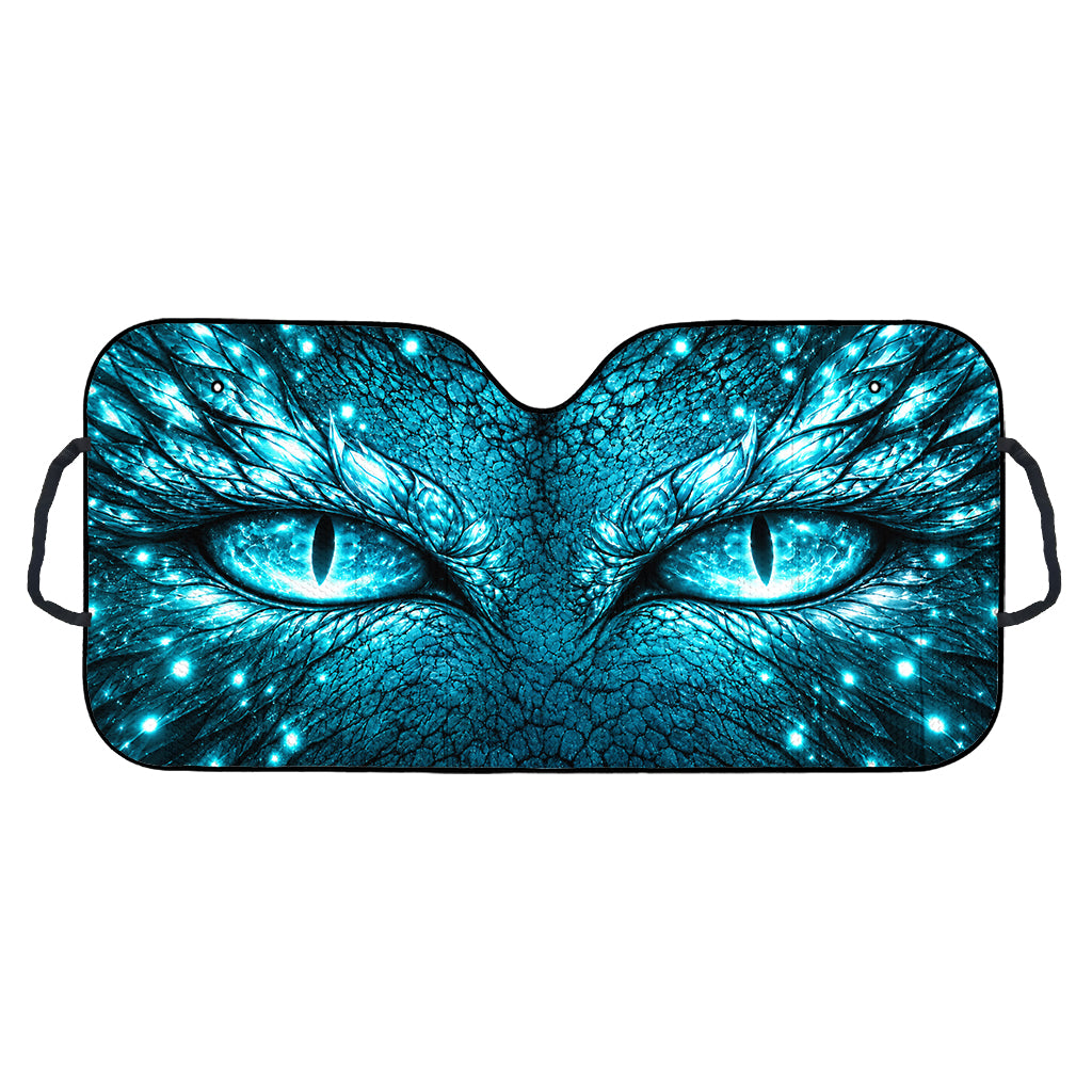 Jeep Dragon Eyes Fantasy Auto Sunshade - Turquoise-blue