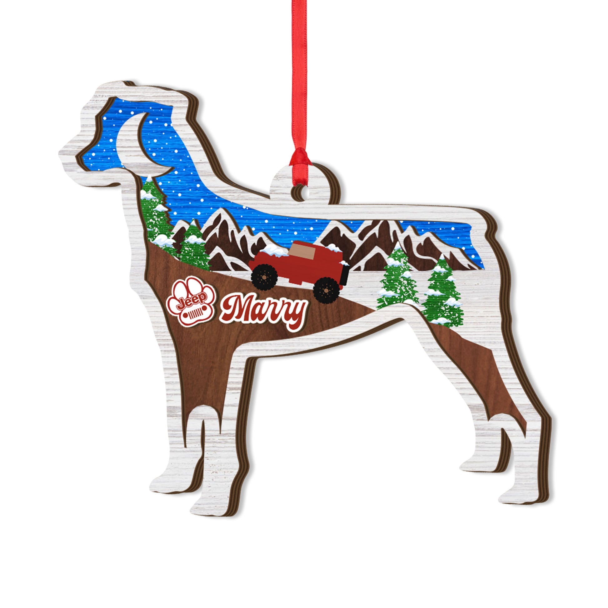 Personalized Jeep Dog Offroad 3 Layered Wooden Ornament Christmas Gifts Decor Supler Store