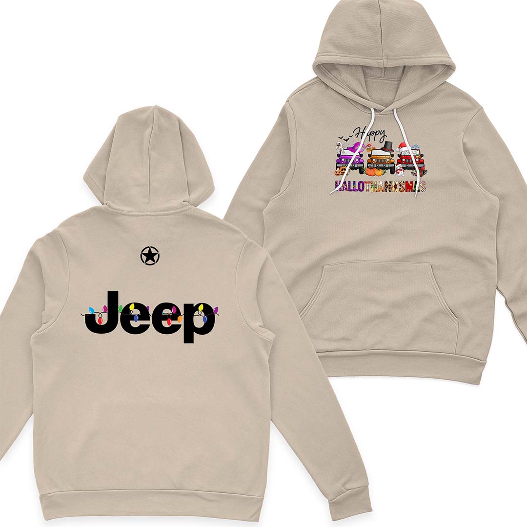 Happy Hallothanksmas Jeeps T-Shirt Hoodie Halloween Thanksgiving Christmas Supler Store