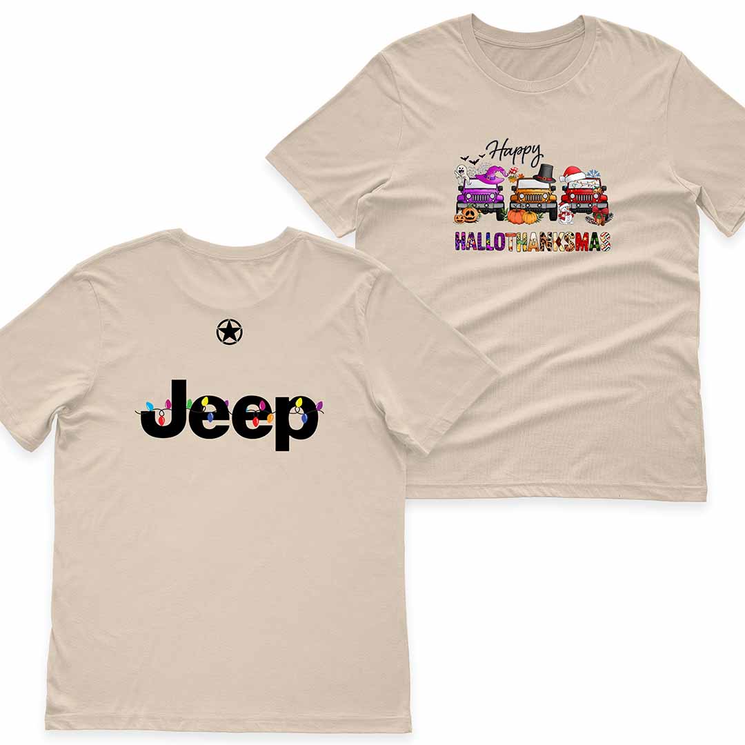 Happy Hallothanksmas Jeeps T-Shirt Hoodie Halloween Thanksgiving Christmas Supler Store