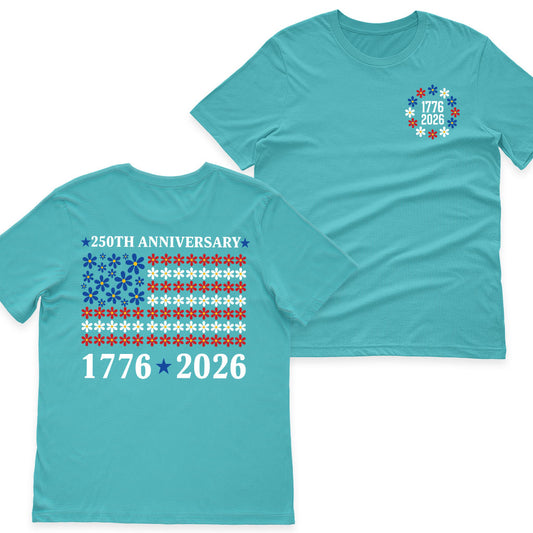 USA 250th Anniversary Floral Flag Shirt