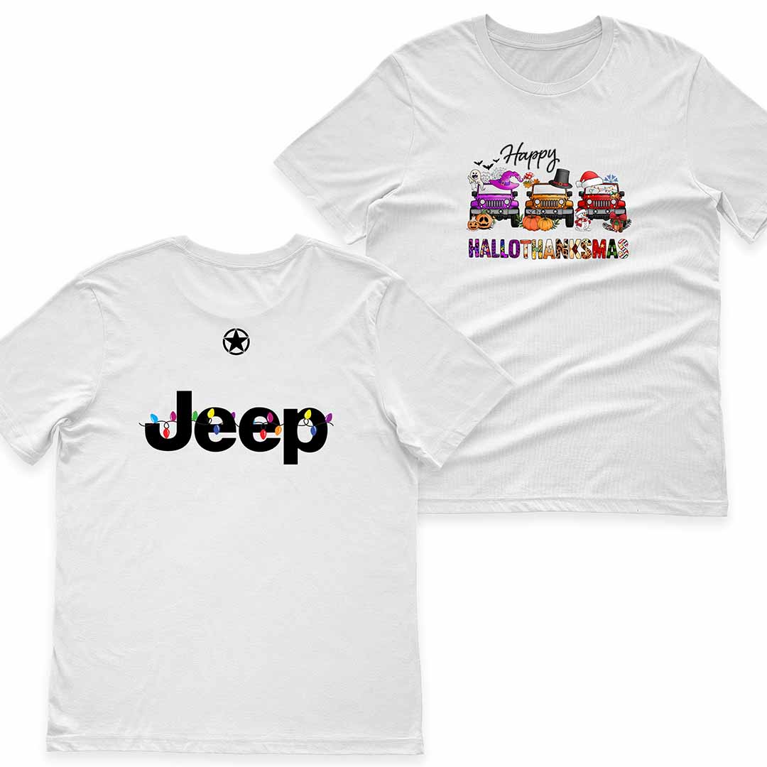 Happy Hallothanksmas Jeeps T-Shirt Hoodie Halloween Thanksgiving Christmas Supler Store